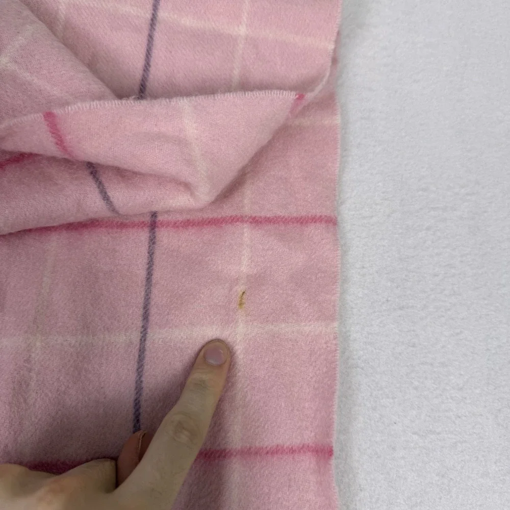 Lochmere 100% Cashmere Scarf Pink Plaid Check Soft Winter Wrap Tassel‎ Fringe